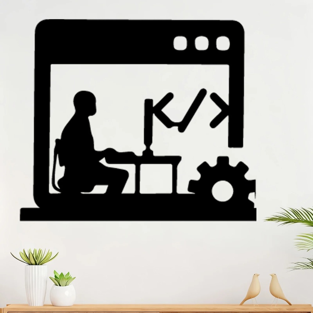 Tech Office Wall - Moderne Code-Master Metall-Wandkunst mit Programmierer-Silhouette Büro-Wanddekoration