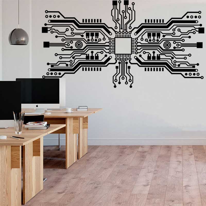Tech Office Wall - Platine Chip Wand Aufkleber Tech Technologie
