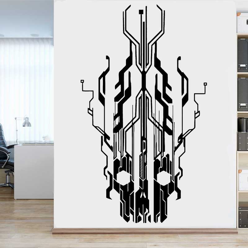 Chip Circuit Tech Skull Vinyl- – Tech Office Wall Bewertung und Preis
