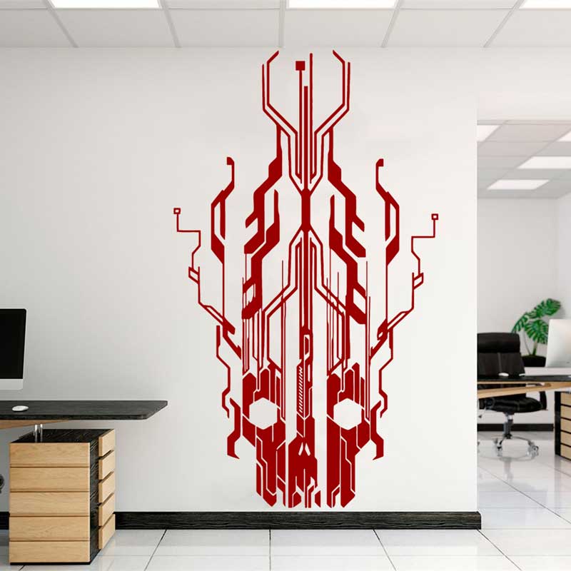 Chip Circuit Tech Skull Vinyl- – Tech Office Wall Bewertung und Preis