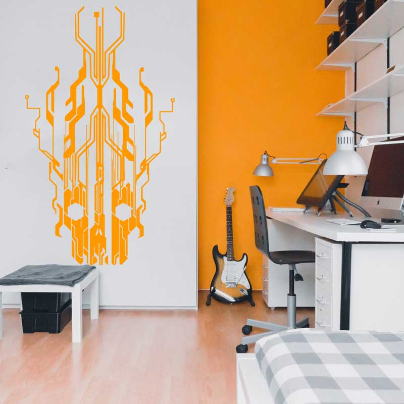 Chip Circuit Tech Skull Vinyl- – Tech Office Wall Bewertung und Preis