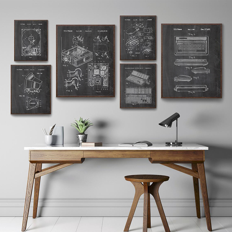 6-teiliges Vintage-Computer-Pa – Tech Office Wall Bewertung und Preis