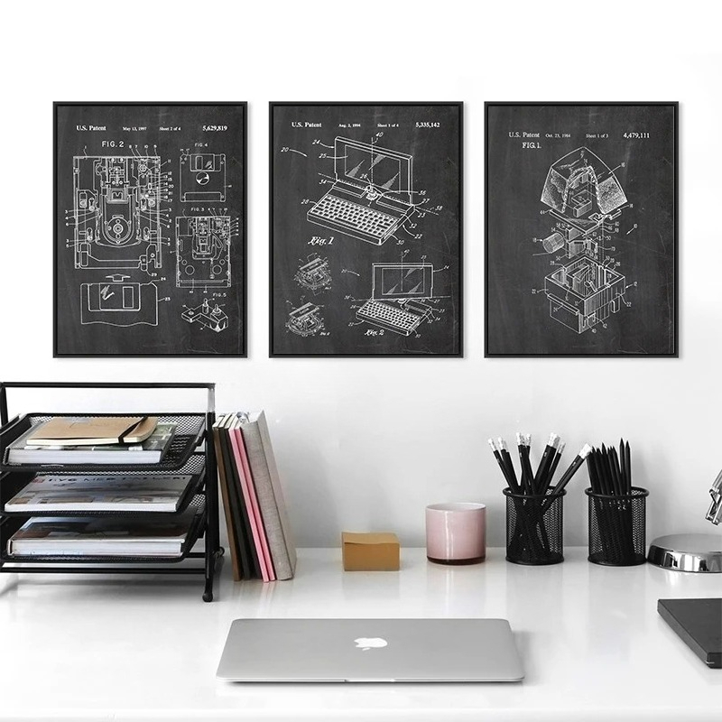 6-teiliges Vintage-Computer-Pa – Tech Office Wall Bewertung und Preis