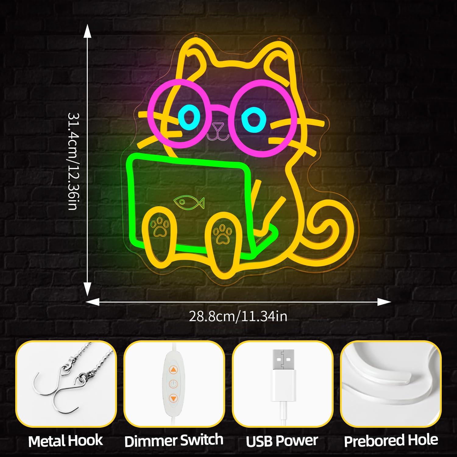 Katzen-Laptop-Neon-Schild, USB – Tech Office Wall Bewertung und Preis